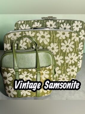 Rare Vintage 60s Samsonite Fashionnaire 2 pc Luggage with Travel Bag